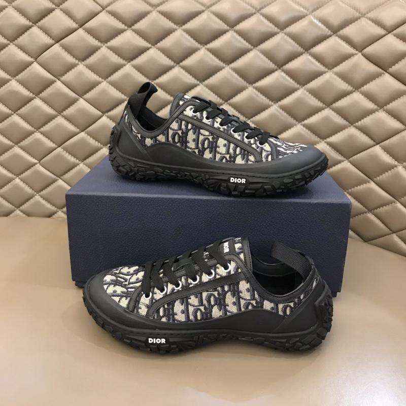 B28 Low Top Sneaker Black and Beige Oblique Jacquard and Rubber