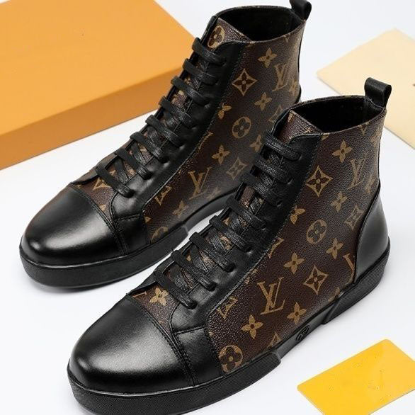 Casual fashion trend all-match imported cowhide stitching sheepskin inner rubber outsole high-top casual shoes