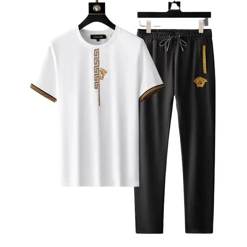 Men's Sports Suit Light Luxury Round Neck Short Sleeve 1024060612