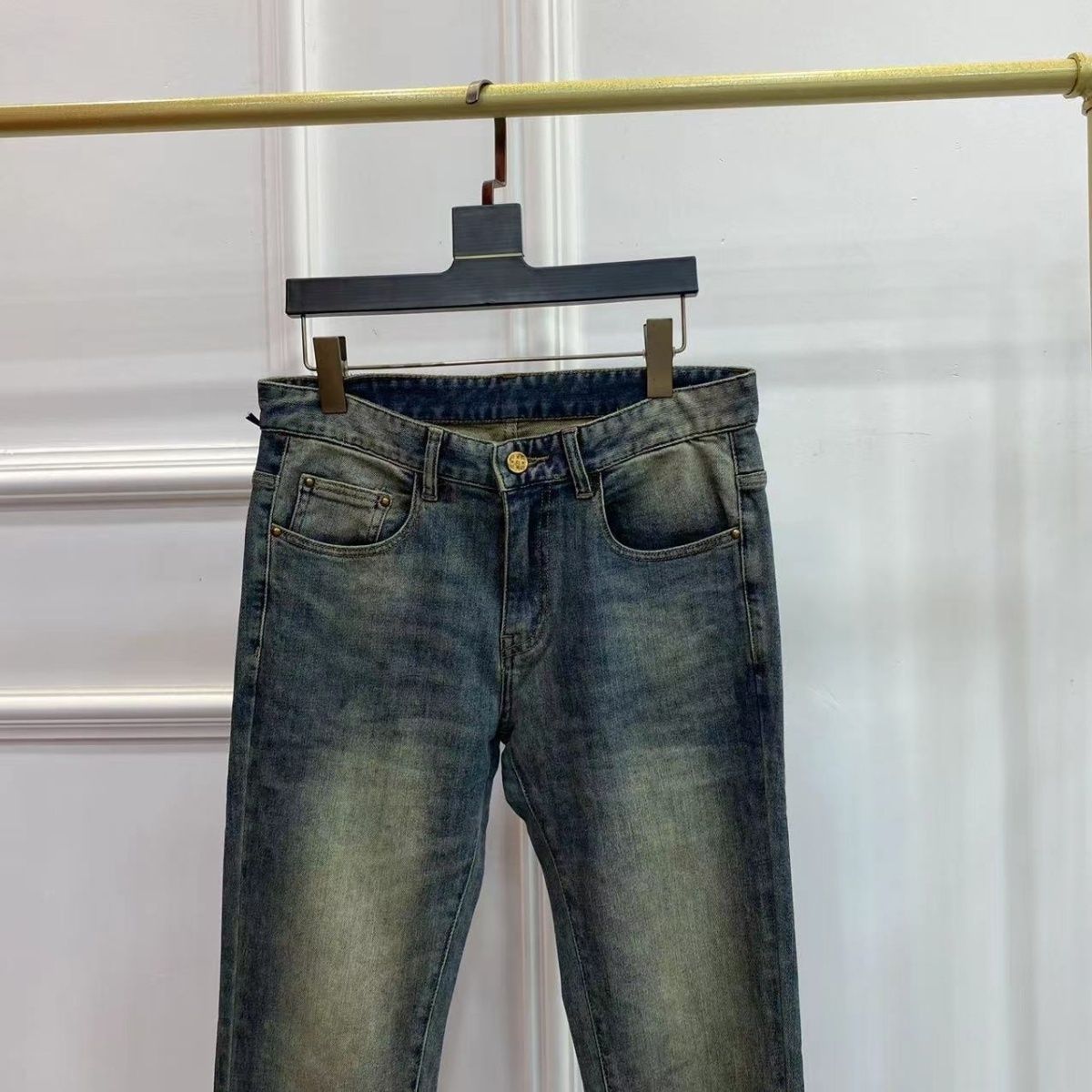 Simple Washed Stretch Pants Slim Fit Jeans 0426031301
